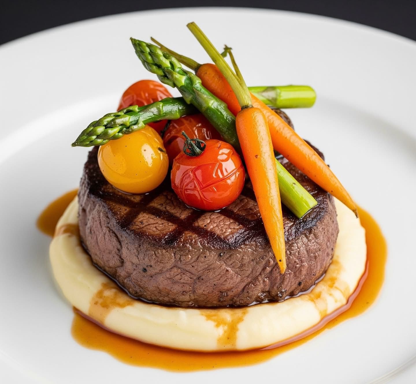 Filet de bœuf pur avec purée crémeuse et jardinière de légumes - Spécialité Les Saveurs de Coco